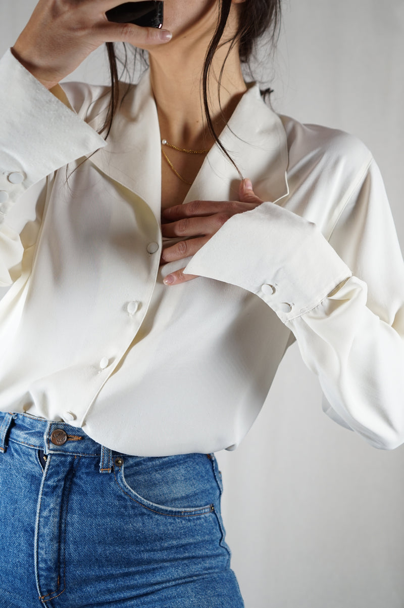 Belle Chemise Vintage crème peau-de-pêche - T. 36 à 40