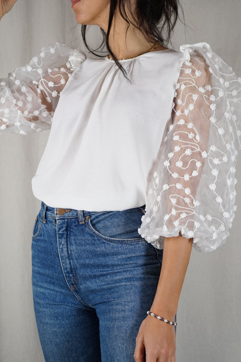 Joli haut à manches Organza - seconde main actuelle - T. 36 & 38