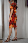 L'Ensemble Fleuri & dos nu -  Viscose & Polyester - T. grand 34 & 36 - T. 1m75 max recommandé