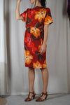 L'Ensemble Fleuri & dos nu -  Viscose & Polyester - T. grand 34 & 36 - T. 1m75 max recommandé