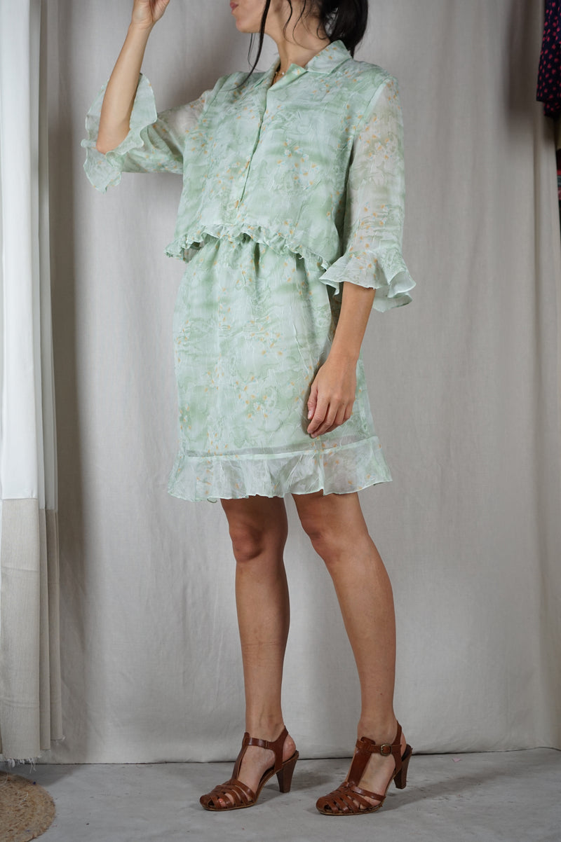 L'Ensemble Vert Fleuri Upcyclé - T. 42 & 44 - T. 1m72/73 max recommandé