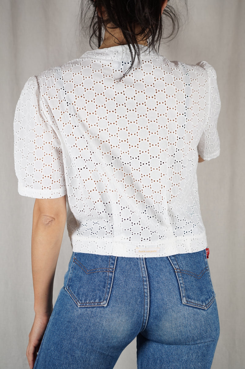 La Chemise blanche à nouer - Coton & Broderie Anglaise - Pièce unique faut le voir porté © - T. 40 & 42