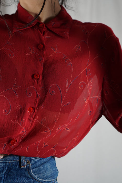 Superbe Chemise Vintage en crêpe de viscose - Burton - T. 36 & 38