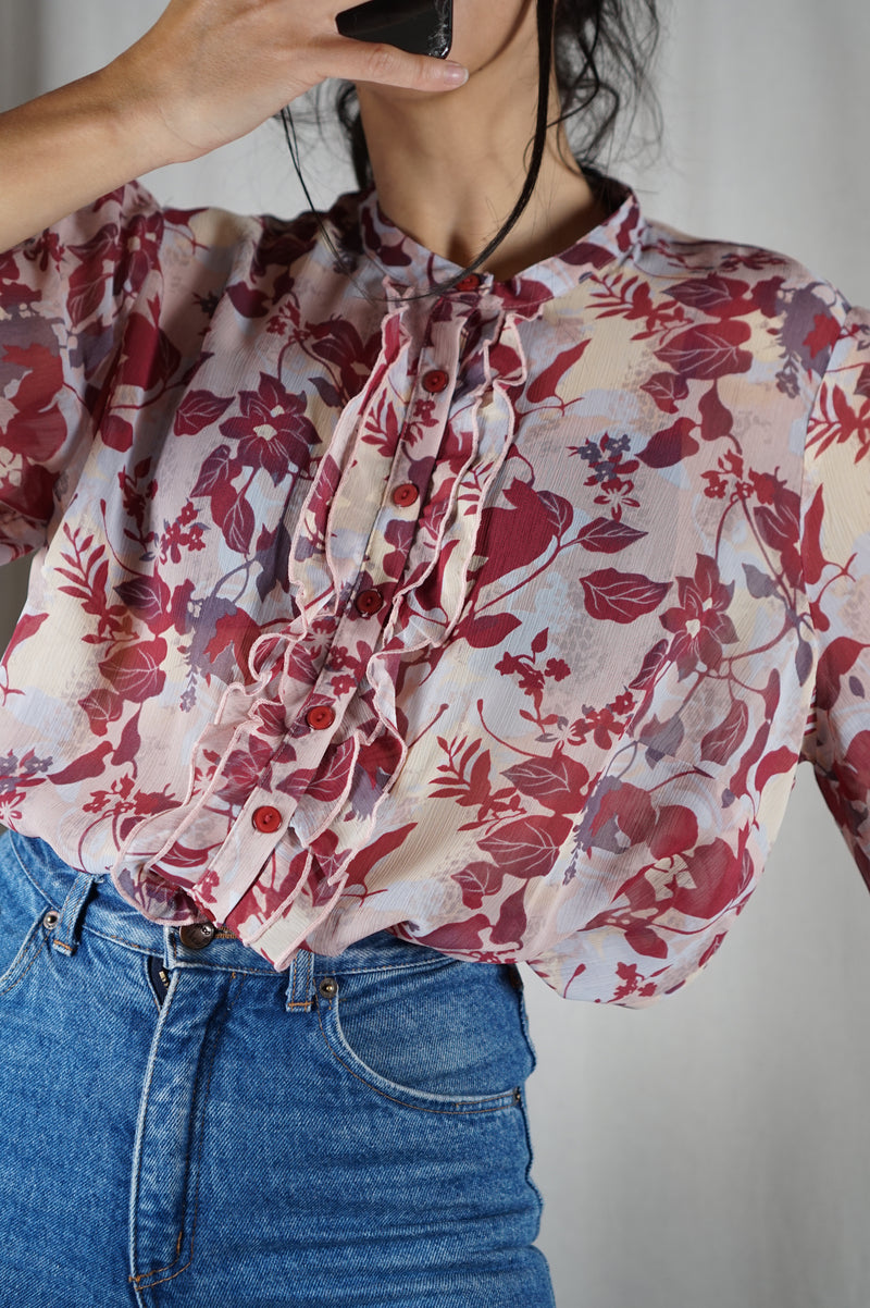 Superbe Chemise Vintage Léopard à double-col - T.40 à 44/46