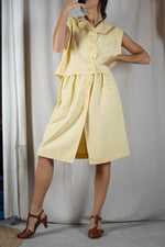 L'Ensemble Upcyclé jaune clair - Lin & Coton - T. 44/46 - Spécial grandes! (au moins 1m65/67)