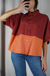 La Chemise Sorbet Terracotta & Mandarine - Coton mélangé - Pièce unique faut le voir porté © - T. grand 38/40 à 44