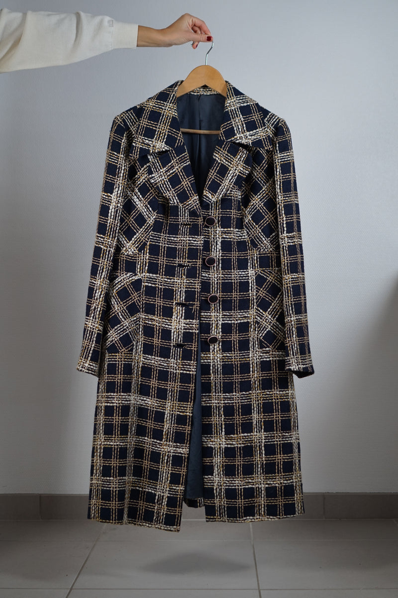 Incroyable Manteau Vintage intersaison couturière en Tweed - PIÈCE RARE - T. 36 & 38