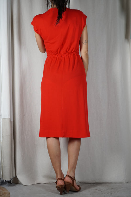 Magnifique Robe Vintage crêpée - Coquelicot - T. 34 & 36
