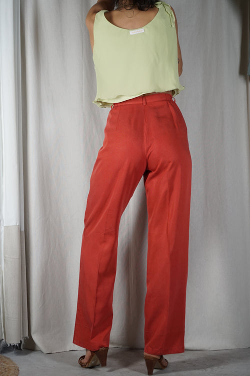 Magnifique Pantalon Vintage - Couleur Terracotta - 100% Lyocell - T. 38 & petit 40