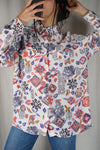 Superbe Chemise Vintage fleurie en viscose - T.38 à 44