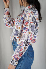 Superbe Chemise Vintage fleurie en viscose - T.38 à 44