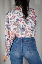 Superbe Chemise Vintage fleurie en viscose - T.38 à 44