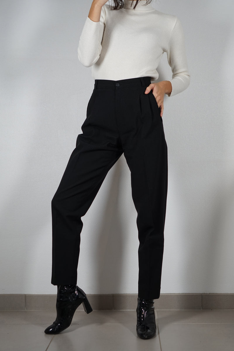 Beau Pantalon Carotte Vintage noir - T. petit 36