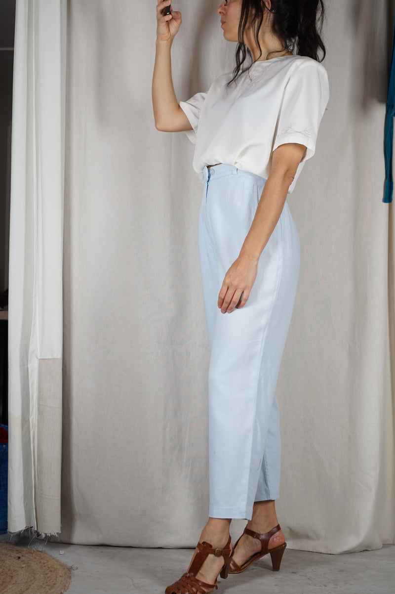 Superbe Pantalon Vintage bleu ciel - T. 38
