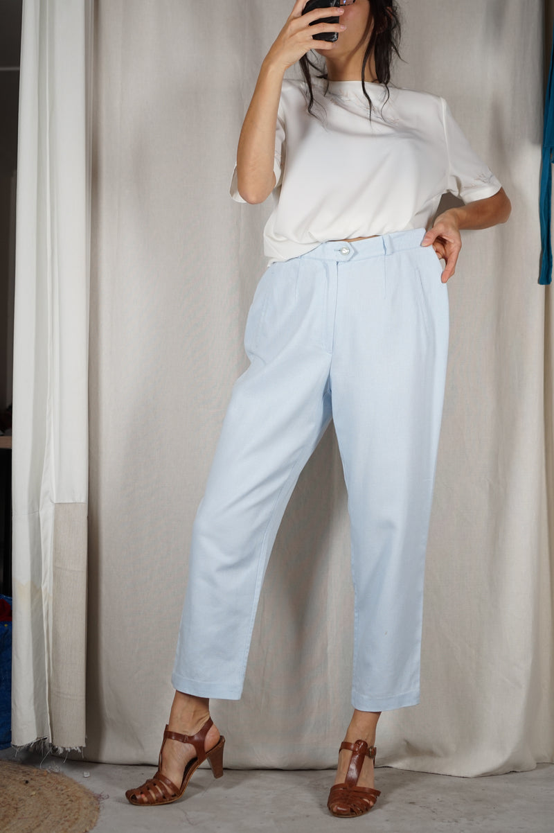 Superbe Pantalon Vintage bleu ciel - T. 38