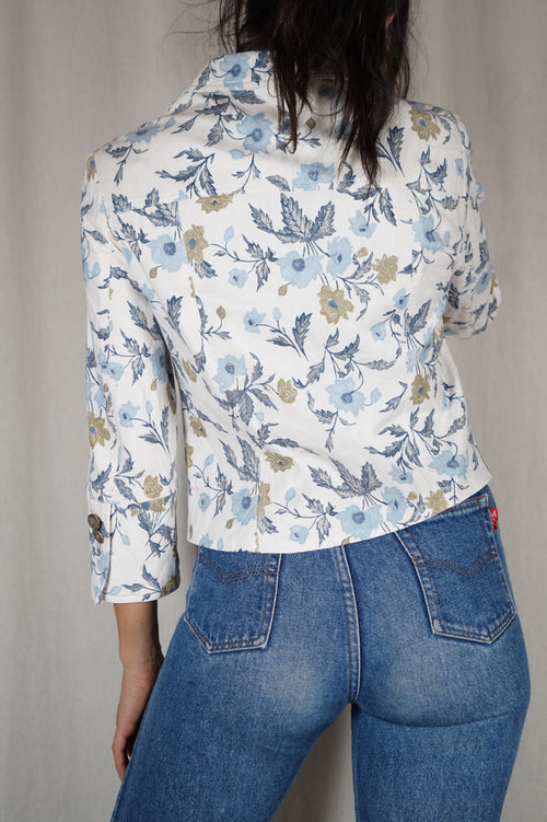 Superbe Veste Vintage fleurie en coton - Upcyclée - T. 36 & petit 38