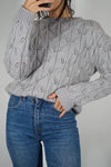 Magnifique Pull Vintage tricoté main - Gris perle - T. 36 à 40/42
