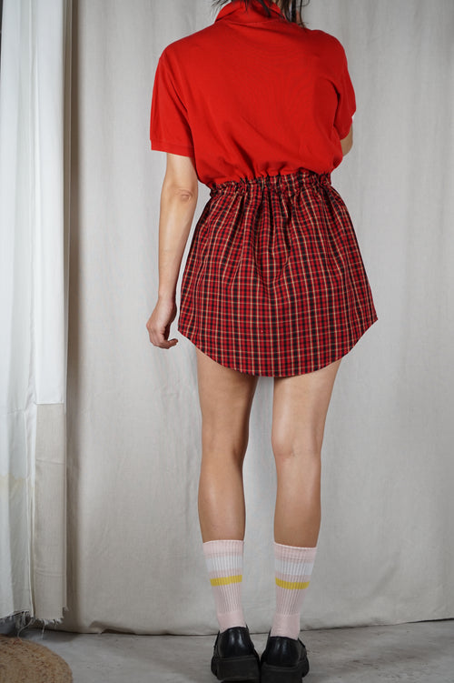 La Robe Polo Rouge Carmin imprimée - Pièce unique faut le voir porté © - Coton - T. 36 & 38