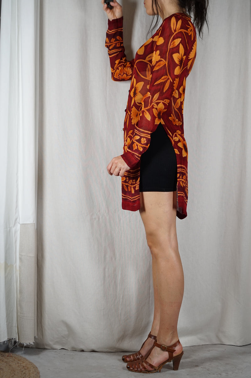 Belle Tunique Longue Vintage - Viscose crêpée - T. 34 & 36