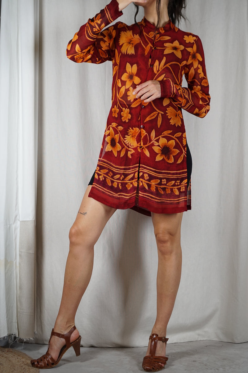 Belle Tunique Longue Vintage - Viscose crêpée - T. 34 & 36