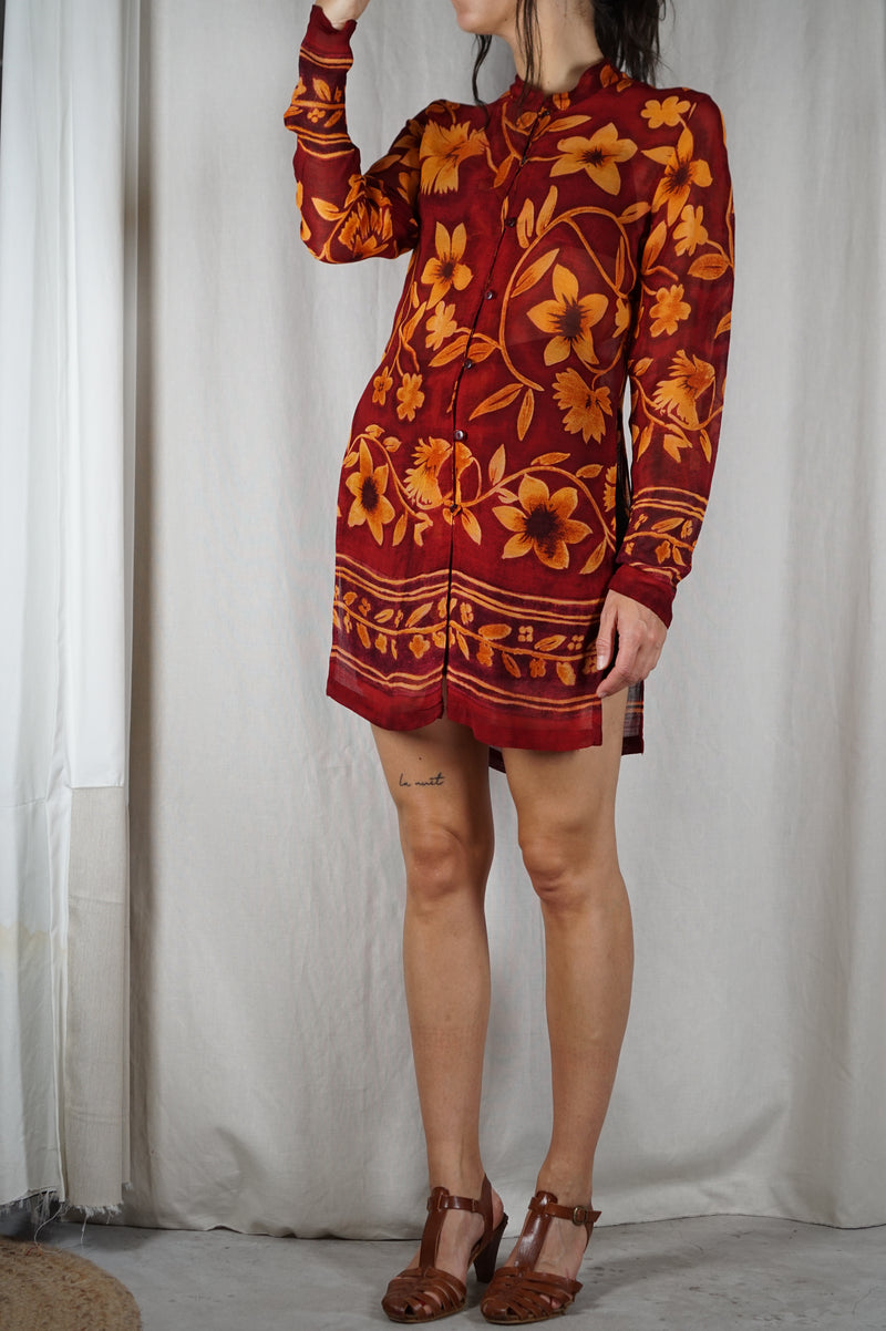 Belle Tunique Longue Vintage - Viscose crêpée - T. 34 & 36