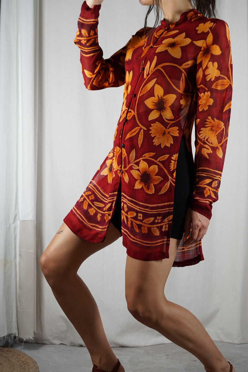 Belle Tunique Longue Vintage - Viscose crêpée - T. 34 & 36