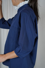La Chemise Collerette Bleu Marine - Coton & Broderie - Pièce unique faut le voir porté © - T. 36 à petit 40