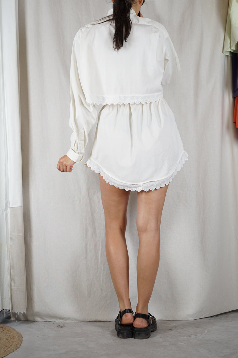 L'Ensemble Chemise Crème - Pièce unique faut le voir porté © - Coton & Broderie anglaise - T. 36 à 40 (lire descr)