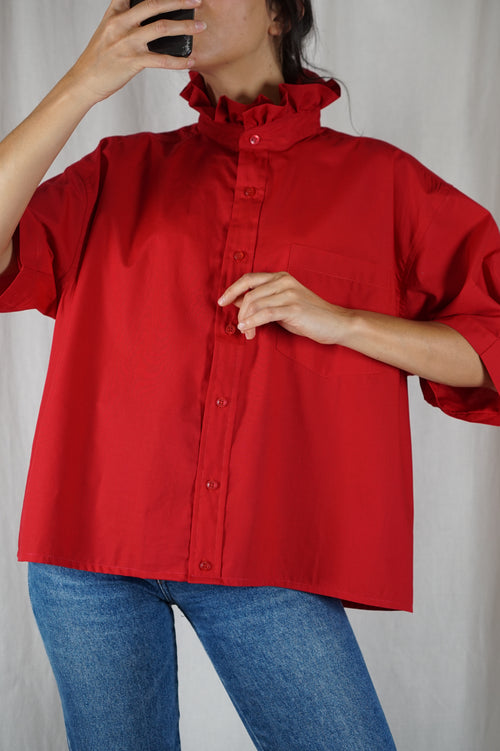 La Chemise Coquelicot à Collerette - Coton majoritaire - Pièce unique faut le voir porté © - T. 42 à 46 (lire descr)