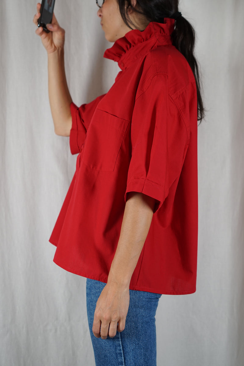 La Chemise Coquelicot à Collerette - Coton majoritaire - Pièce unique faut le voir porté © - T. 42 à 46 (lire descr)