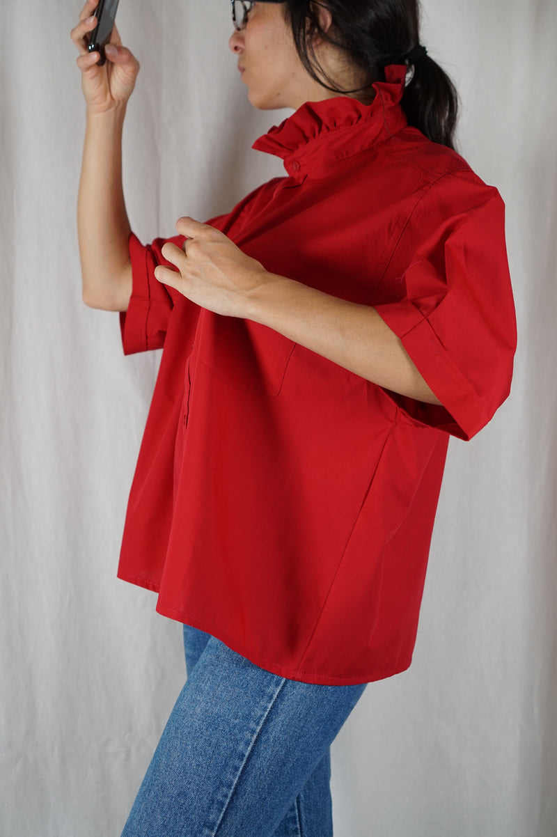 La Chemise Coquelicot à Collerette - Coton majoritaire - Pièce unique faut le voir porté © - T. 42 à 46 (lire descr)