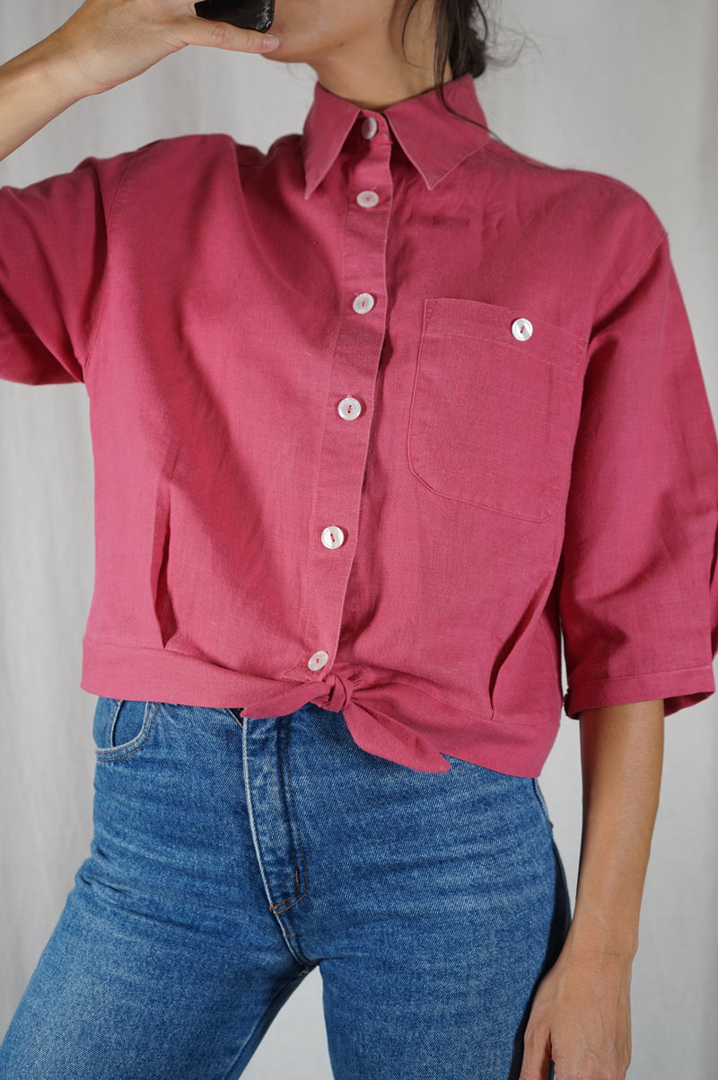 La Chemise Framboise à nouer - Coton & Lin - Pièce unique faut le voir porté © - T. 36 à petit 40
