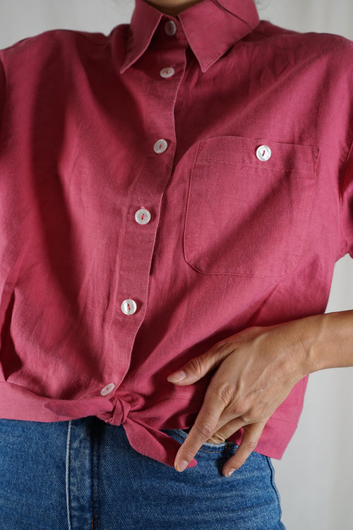 La Chemise Framboise à nouer - Coton & Lin - Pièce unique faut le voir porté © - T. 36 à petit 40