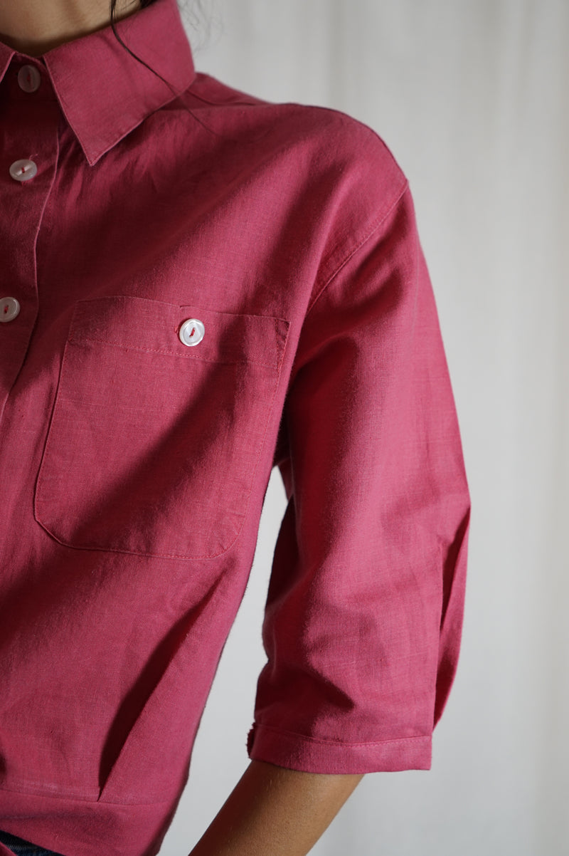 La Chemise Framboise à nouer - Coton & Lin - Pièce unique faut le voir porté © - T. 36 à petit 40