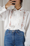 Magnifique Chemise Vintage brodée en viscose - Pièce coup de coeur! -  T. 36 à 40