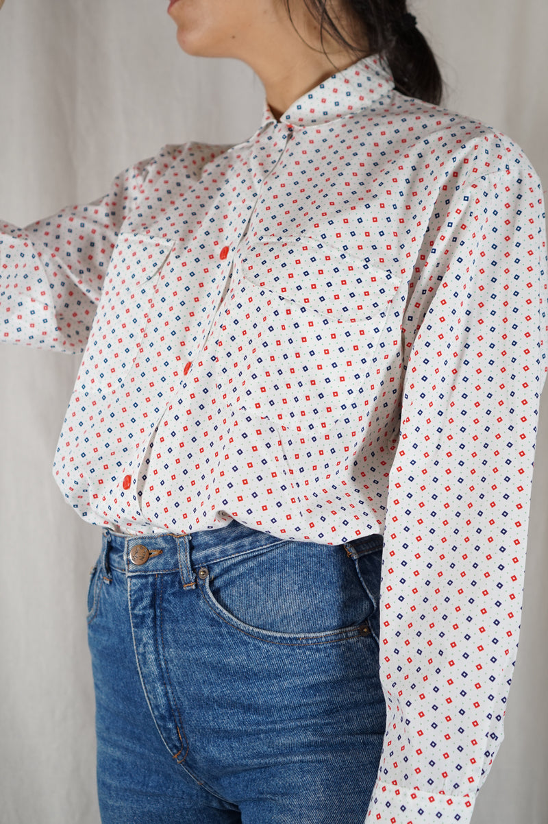 Superbe Chemise Vintage à motifs - Coton & Polyester - Neuve - T. 38 à 42