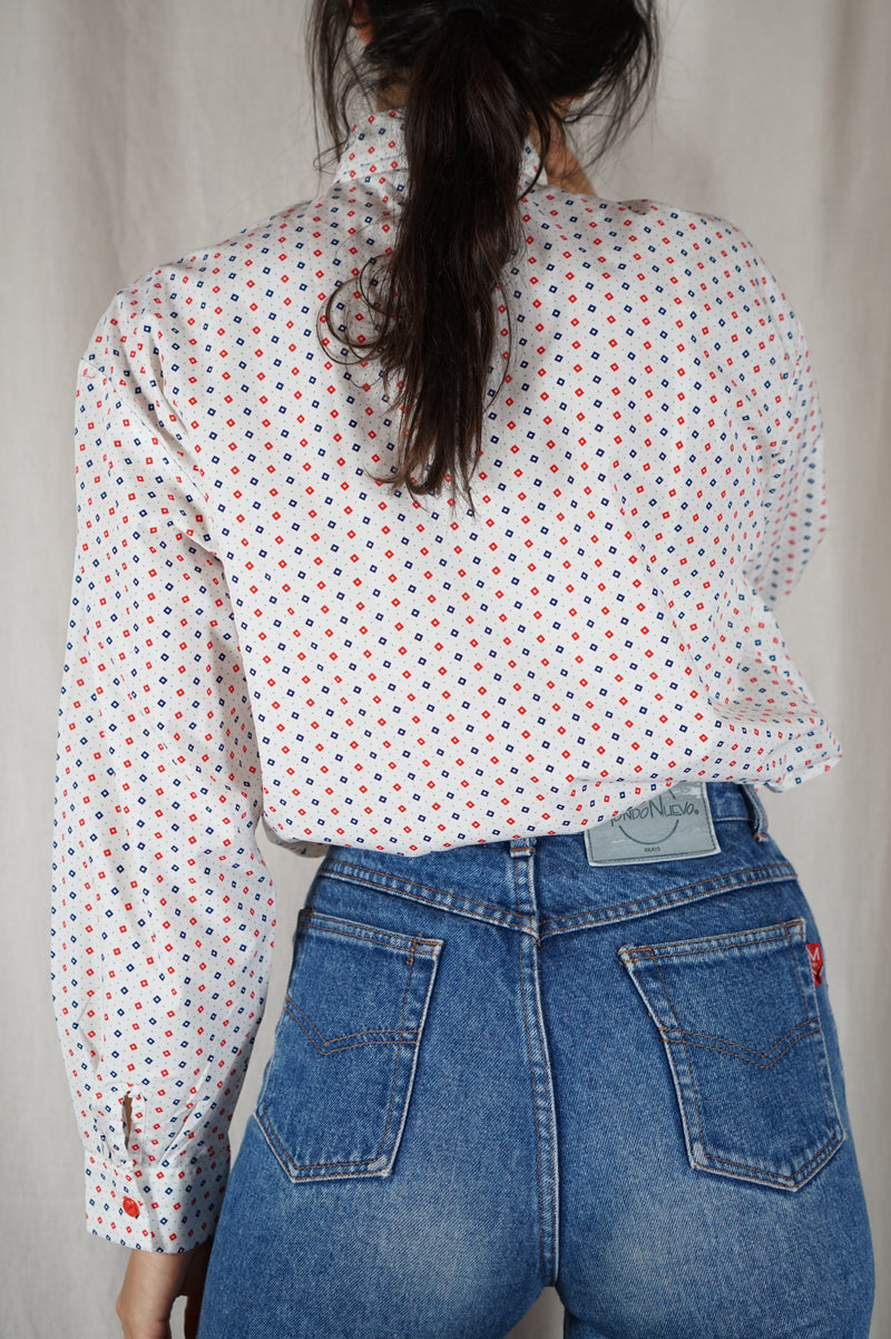 Superbe Chemise Vintage à motifs - Coton & Polyester - Neuve - T. 38 à 42