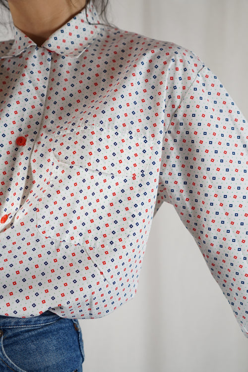 Superbe Chemise Vintage à motifs - Coton & Polyester - Neuve - T. 38 à 42