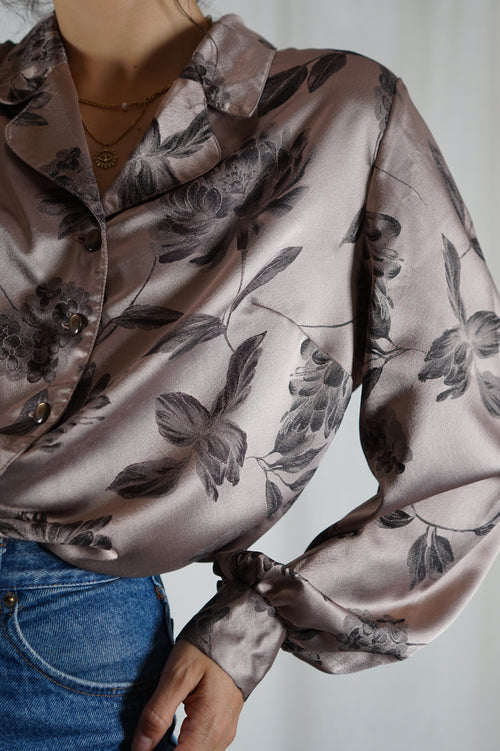 Superbe Chemise Vintage fluide satinée - T. 38 à 42