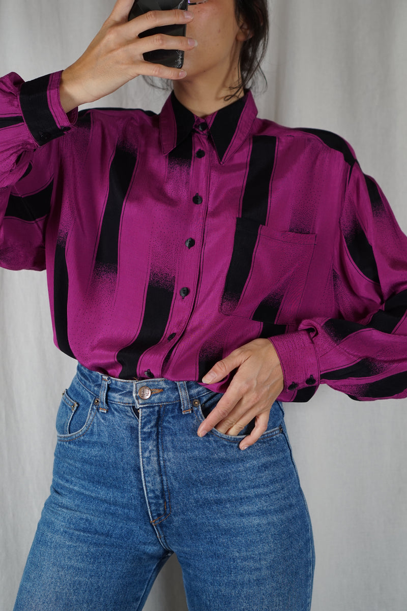 Superbe Chemise Vintage en viscose - T. 38 à 42
