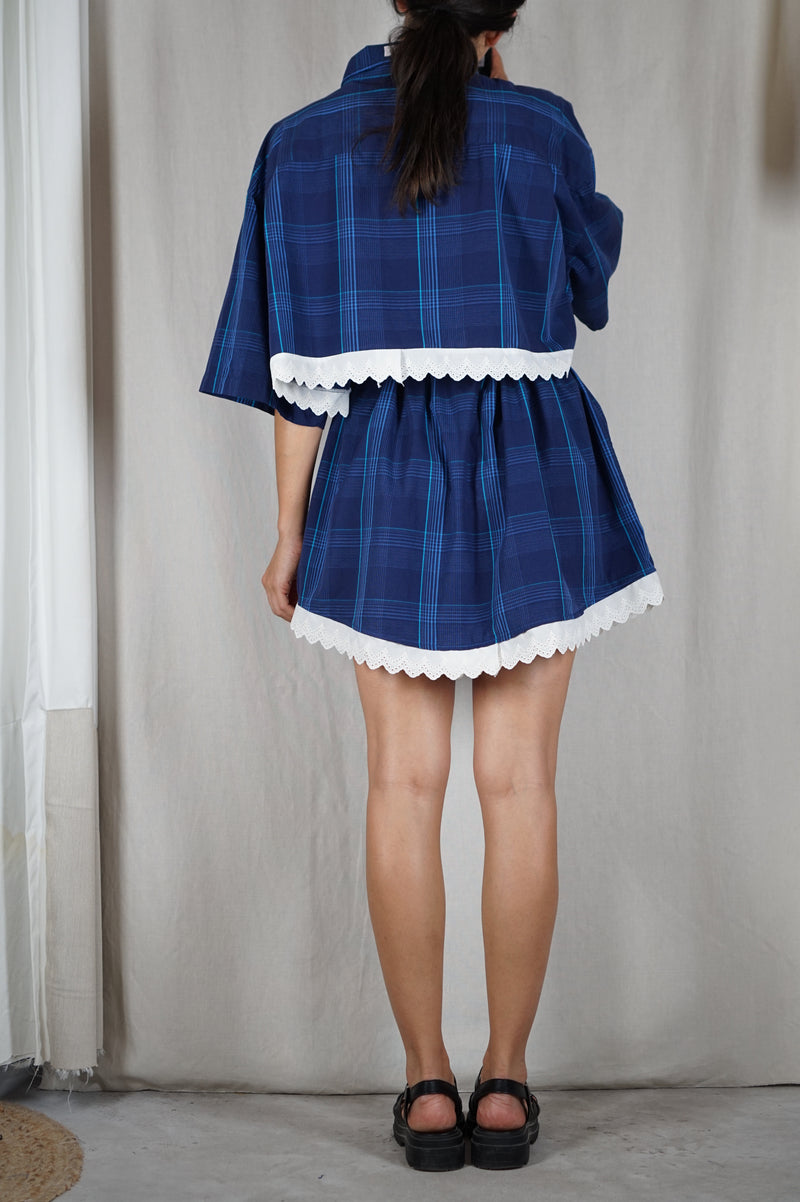 L'Ensemble Chemise Bleu - Pièce unique faut le voir porté © - Coton & Broderie anglaise - T. 40 à grand 42 (lire descr)