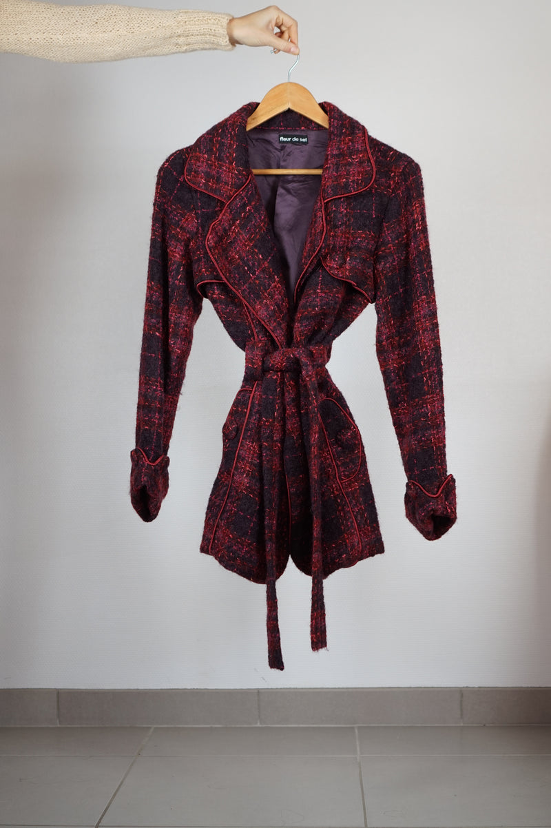 Magnifique Veste/Manteau Vintage à nouer 🇫🇷 - Laine, Alpaga, Laine Vierge - T. 34 & 36