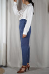 Superbe pantalon Vintage bleu barbeau - Peau-de-pêche & Lin - T. 36