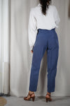 Superbe pantalon Vintage bleu barbeau - Peau-de-pêche & Lin - T. 36