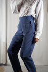 Superbe pantalon Vintage bleu barbeau - Peau-de-pêche & Lin - T. 36