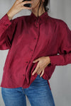Magnifique Chemise Vintage framboise en pure soie - T. 34 à grand 38