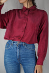 Magnifique Chemise Vintage framboise en pure soie - T. 34 à grand 38