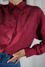Magnifique Chemise Vintage framboise en pure soie - T. 34 à grand 38