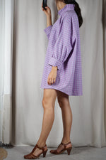 La Robe Collerette Carreaux Lila en coton - Pièce unique faut le voir porté © - T. 34 à 44 (lire description)