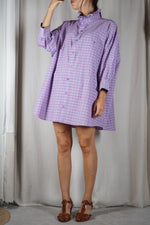 La Robe Collerette Carreaux Lila en coton - Pièce unique faut le voir porté © - T. 34 à 44 (lire description)